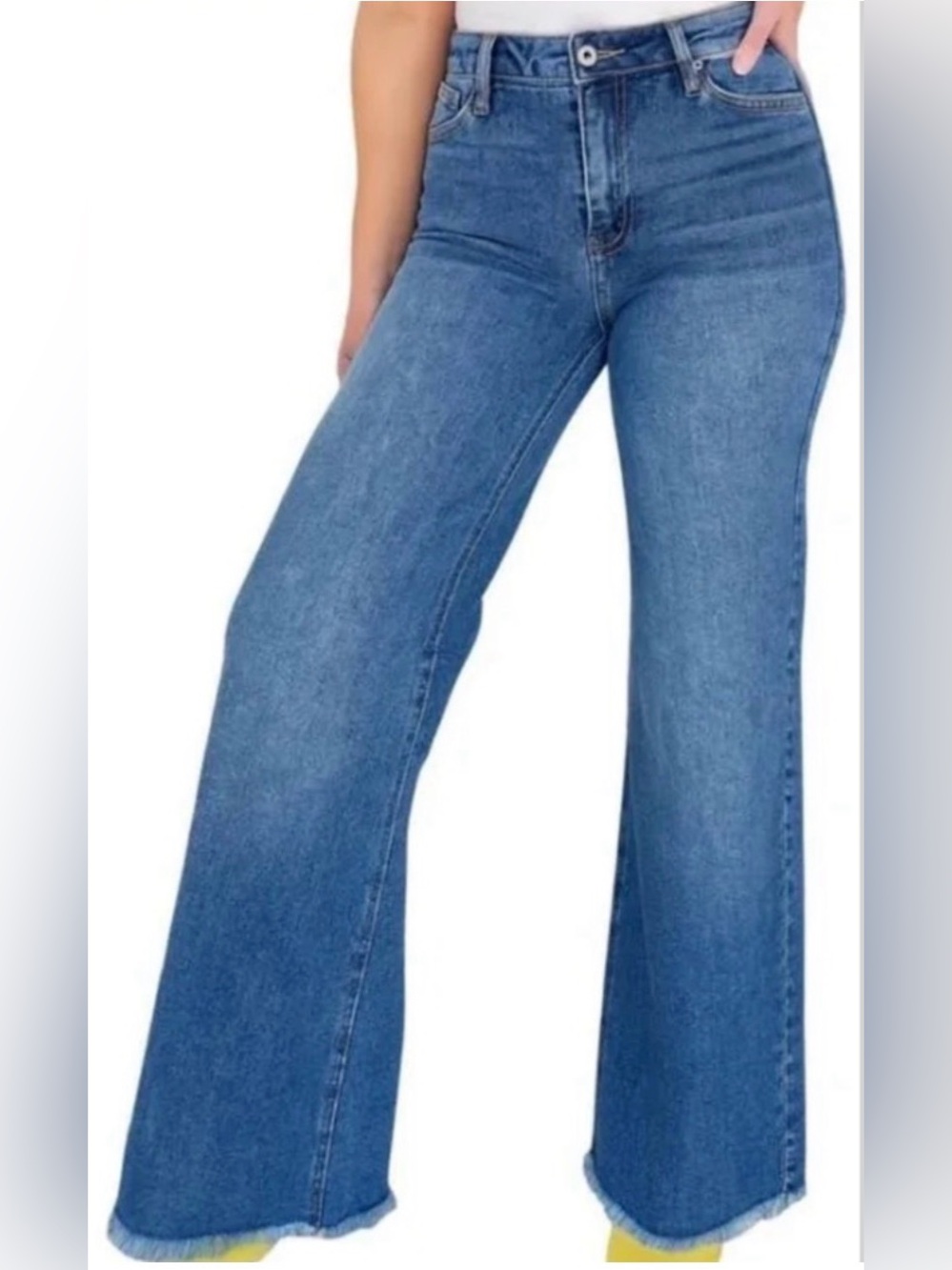 BCBGeneration Medium Blue Wide-Leg Jeans